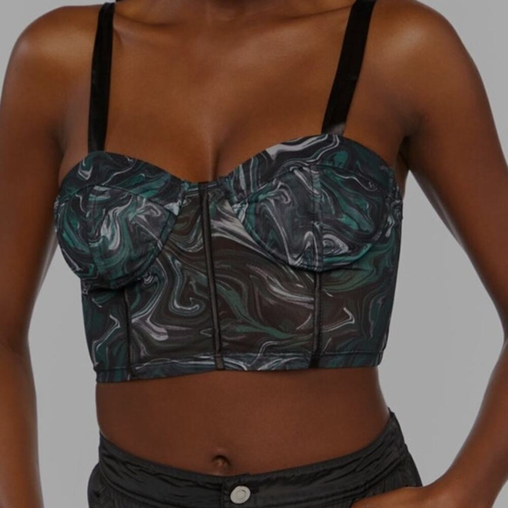 Forever 21 Marble Bustier Crop Top Green/Multi size Midium